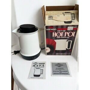 Vintage West Bend Instant HOT POT Heat & Server 53605 White USA 2-5 Cup Portable